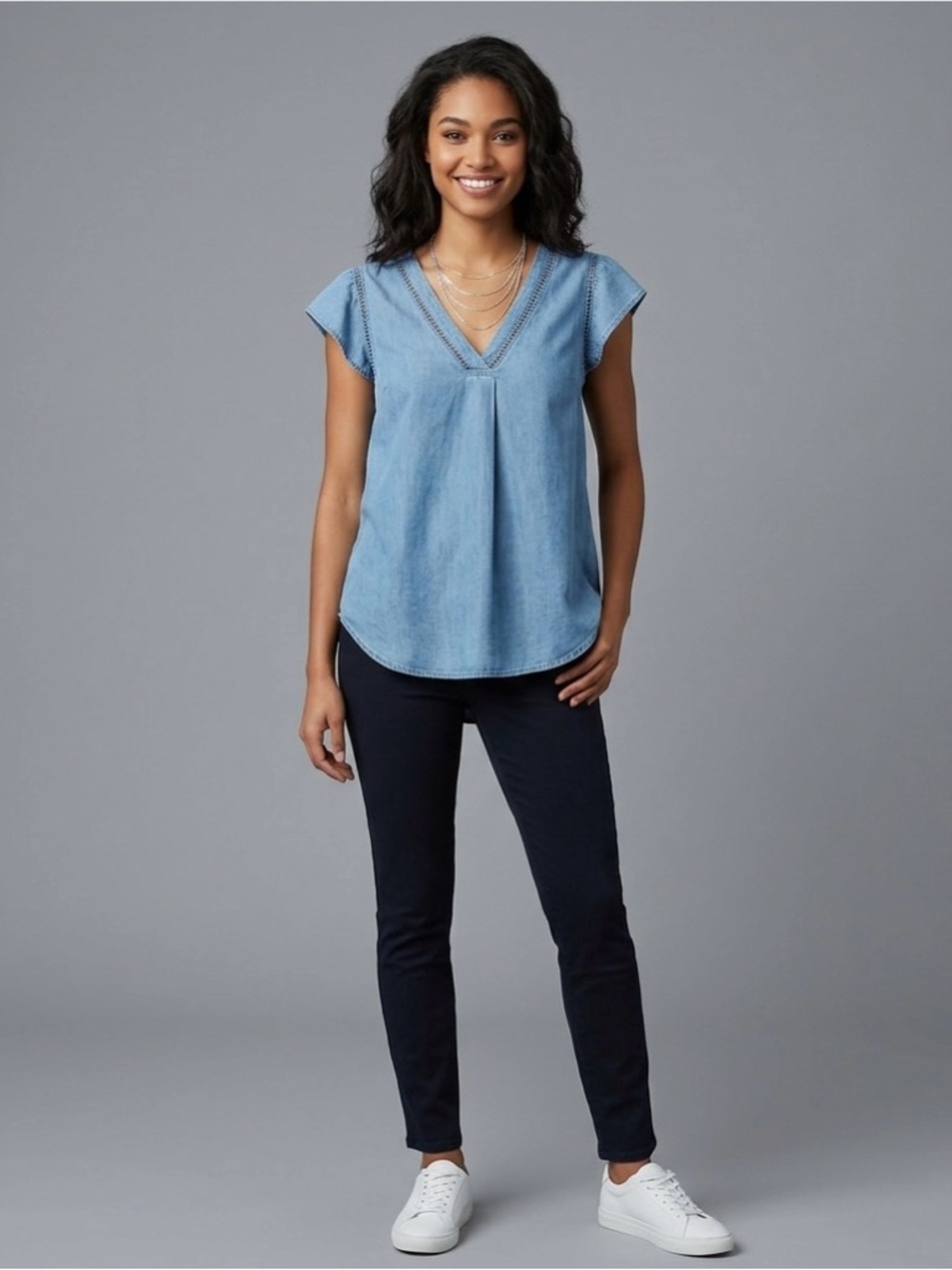 Mine Light Blue Denim Blouse